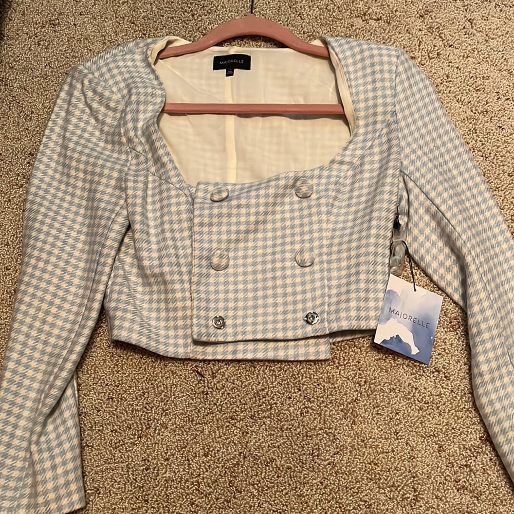 MAJORELLE BLUE CROP BUTTON UP